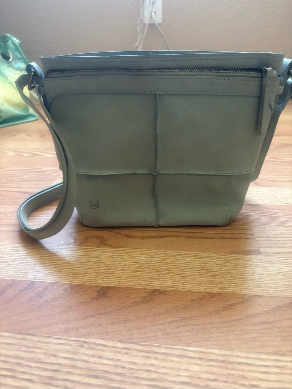 Born Sage Green Leather Crossbody Bag